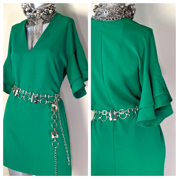 ZARA Woman Flutter Sleeves Relaxed Babydoll V-Cut Neckline Shift Dress - Picture 11 of 14